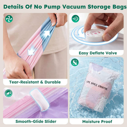 2Pcs No Pump Vacuum Storage Bags for Home Organization, 31" x 39"
