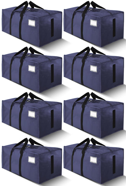 HOMESURE Supports 200lbs Heavy Duty Moving Bags - Strong Zipper & Wrap-Around Handles - Water-Resistant Storage Totes, Durable Alternative to Moving Boxes - 8 Pack - Semi-Transparent