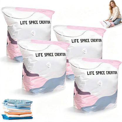 3PC Vacuum Storage Bags for Clothes, Cube Vacuum Seal Bags, No Pump, Press & seal, Needed Airtight Storage Bags for Clothing, Bedding, Quilts, Closet Home Organization (Medium)