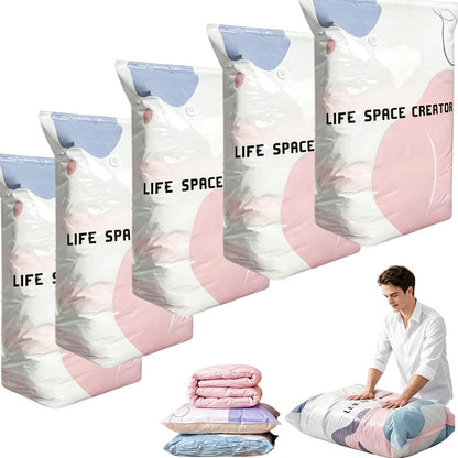 No-Pump Vacuum Storage Bags, 2026 New Cube Compression Space Saver Bags, Upgrade Large Storage Compression Bags No-Pump 3D Vacuum Storage Bags for Clothes, Comforters, Blankets