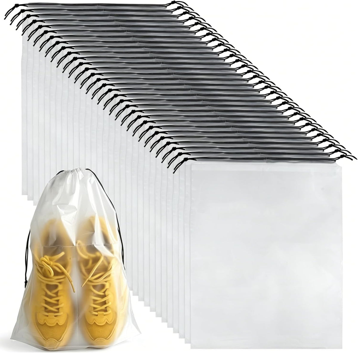 PLULON 32 Pcs Clear Shoe Bags for Travel, Clear Travel Shoe Bag for Storage