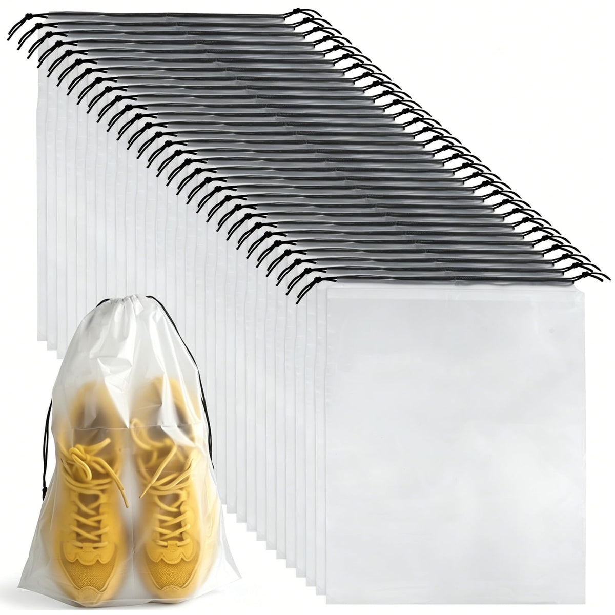 PLULON 32 Pcs Clear Shoe Bags for Travel, Clear Travel Shoe Bag for Storage