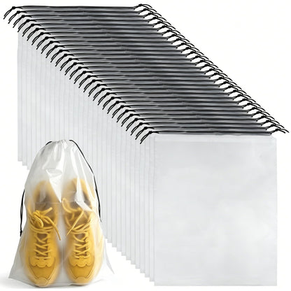 PLULON 32 Pcs Clear Shoe Bags for Travel, Clear Travel Shoe Bag for Storage