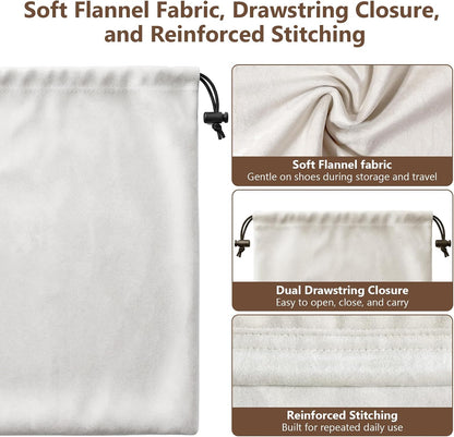 6 PCS Flannel Cloth Shoe Bags for Travel & Packing for Women & Men