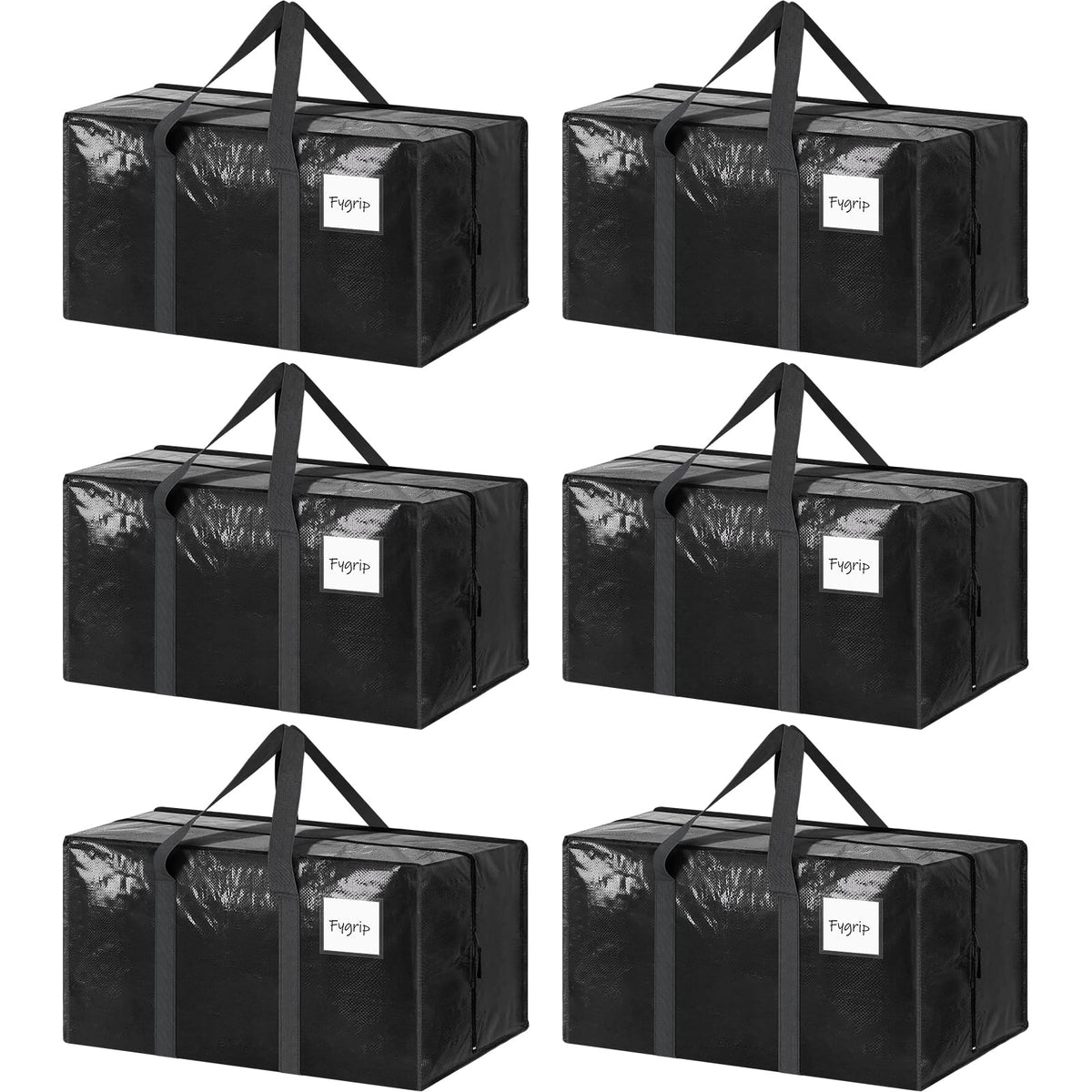 6 Pack Extra Heavy Duty Large Moving Bags with Strong Zipper, Dark Blue