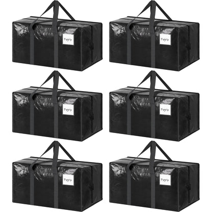 6 Pack Extra Heavy Duty Large Moving Bags with Strong Zipper, Dark Blue