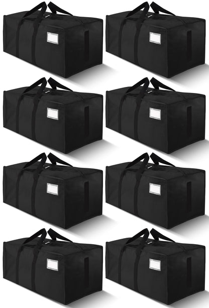 HOMESURE Supports 200lbs Heavy Duty Moving Bags - Strong Zipper & Wrap-Around Handles - Water-Resistant Storage Totes, Durable Alternative to Moving Boxes - 8 Pack - Semi-Transparent