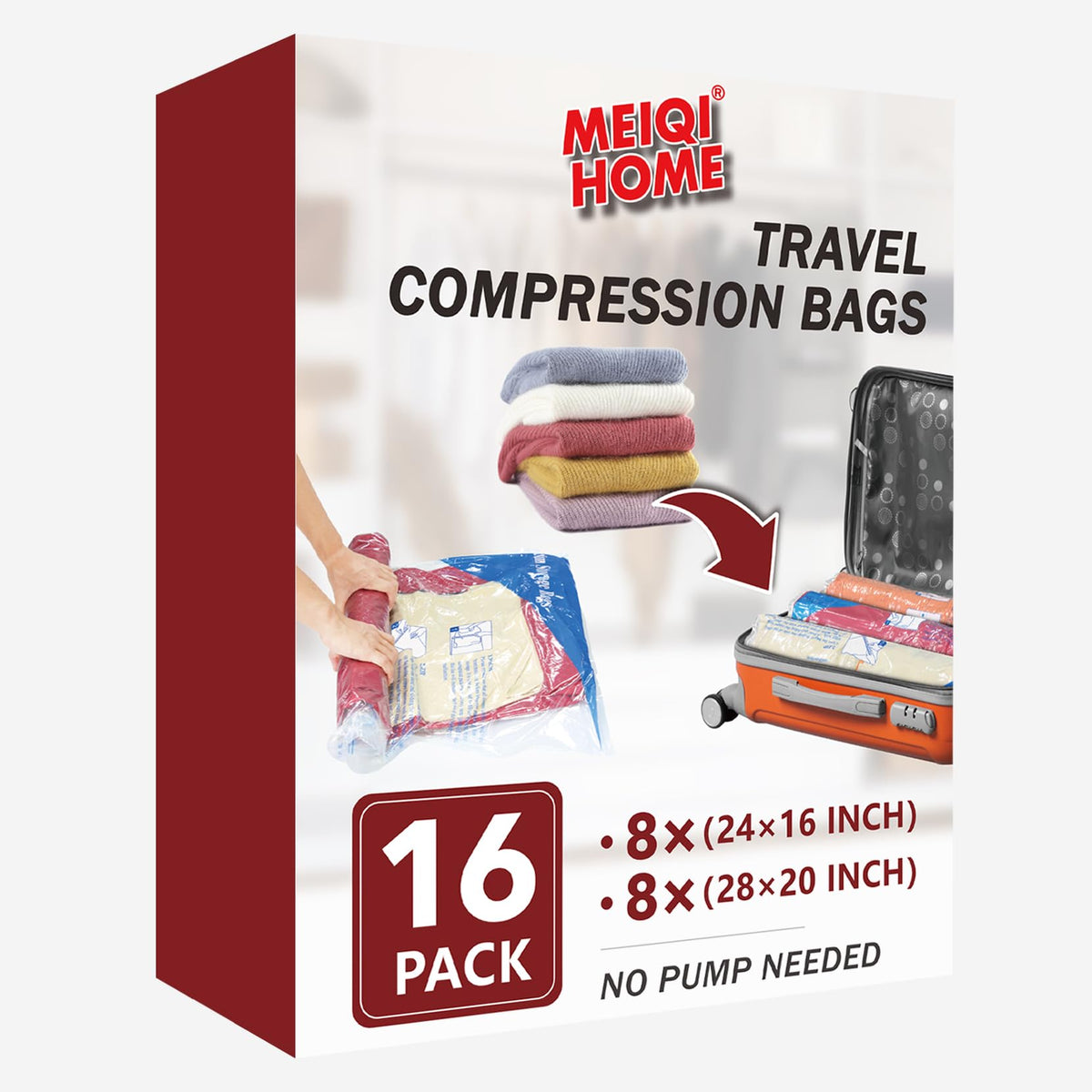 MEIQIHOME Vacuum Storage Bags, Space Saver Sealer Bags,Vacuum seal bags for clothing, Pillows, Comforters, Blankets, Bedding,Travel,7 Jumbo