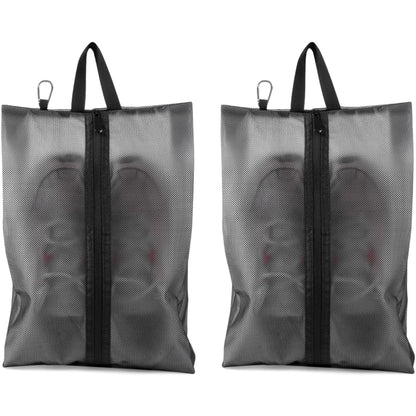 2 Pack Shoe Bags for Travel, Sneaker Bags, Waterproof Travel Shoe Bags with Zipper for Packing, Golf Shoe Dust Bags for Man and Women, Medium, Black