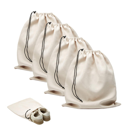 4 Pcs Travel Shoe Bags for Packing with Drawstring,17.7" x 13.8",Beige
