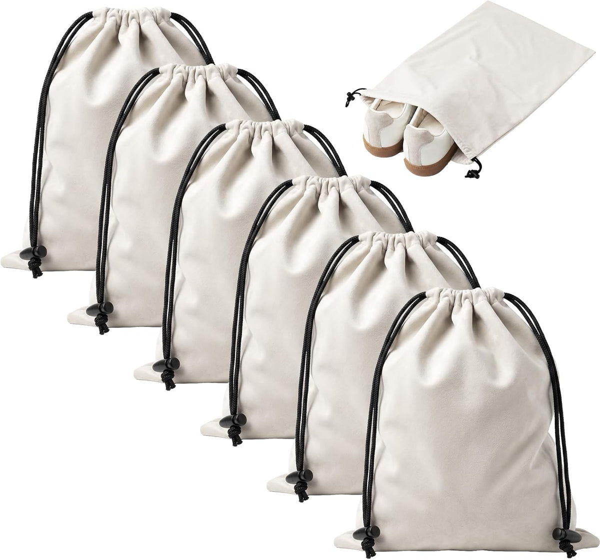 6 PCS Flannel Cloth Shoe Bags for Travel & Packing for Women & Men