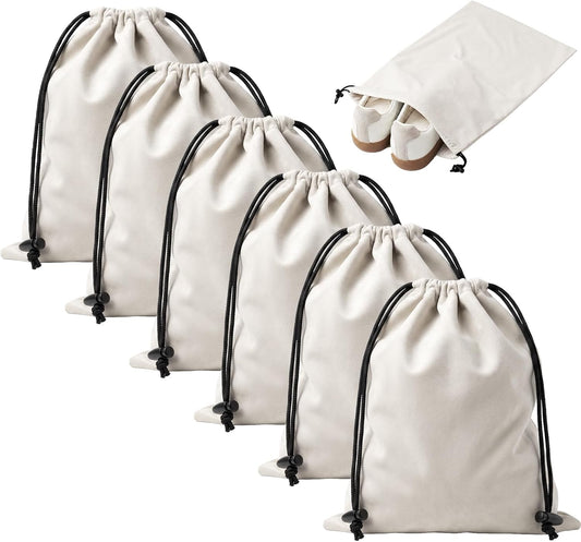 6 PCS Flannel Cloth Shoe Bags for Travel & Packing for Women & Men