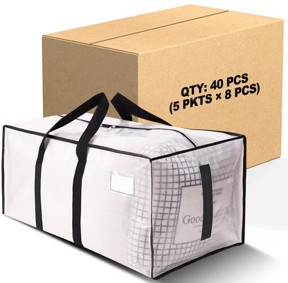HOMESURE Supports 200lbs Heavy Duty Moving Bags - Strong Zipper & Wrap-Around Handles - Water-Resistant Storage Totes, Durable Alternative to Moving Boxes - 8 Pack - Semi-Transparent