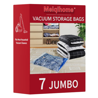 MEIQIHOME Vacuum Storage Bags, Space Saver Sealer Bags,Vacuum seal bags for clothing, Pillows, Comforters, Blankets, Bedding,Travel,7 Jumbo
