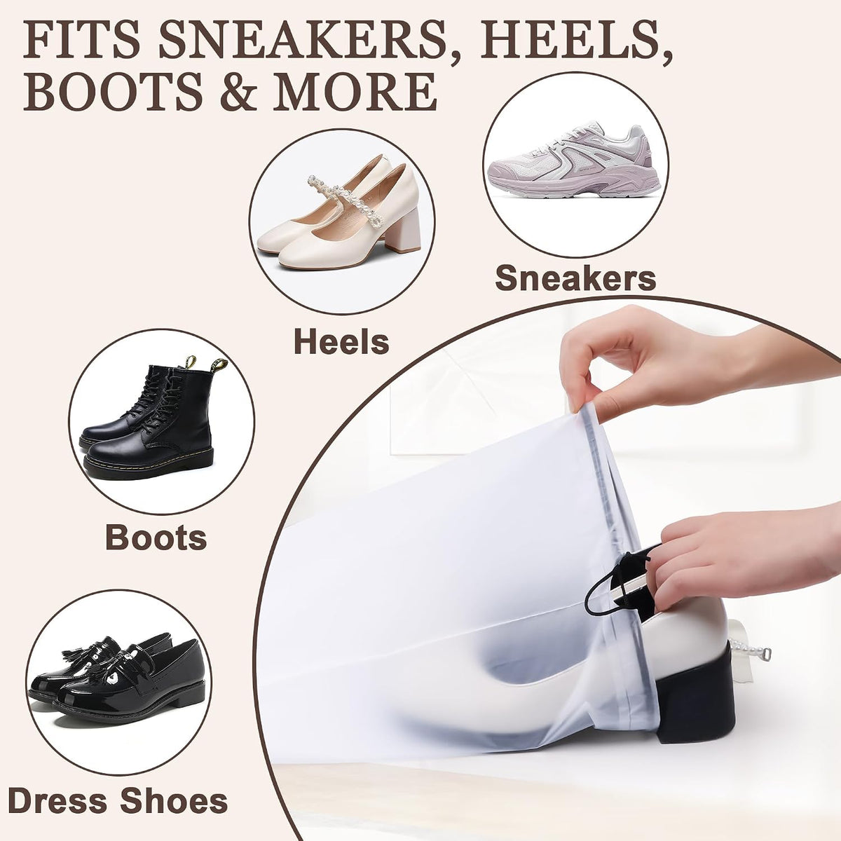 5 Pack Clear Shoe Bags for Travel Essentials Reusable Storage