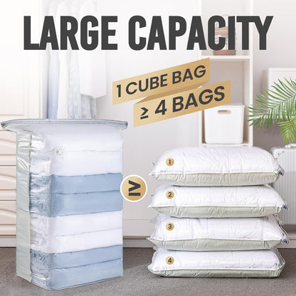 TAILI 6 Pack Vacuum Storage Bags, Jumbo Cube (31x40x15 Inch), Cream