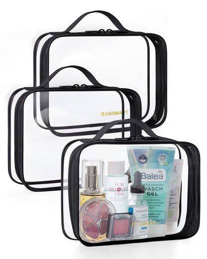 BAGSMART Clear Toiletry Bag 2-Pack TSA Approved Water-Repellent, Black