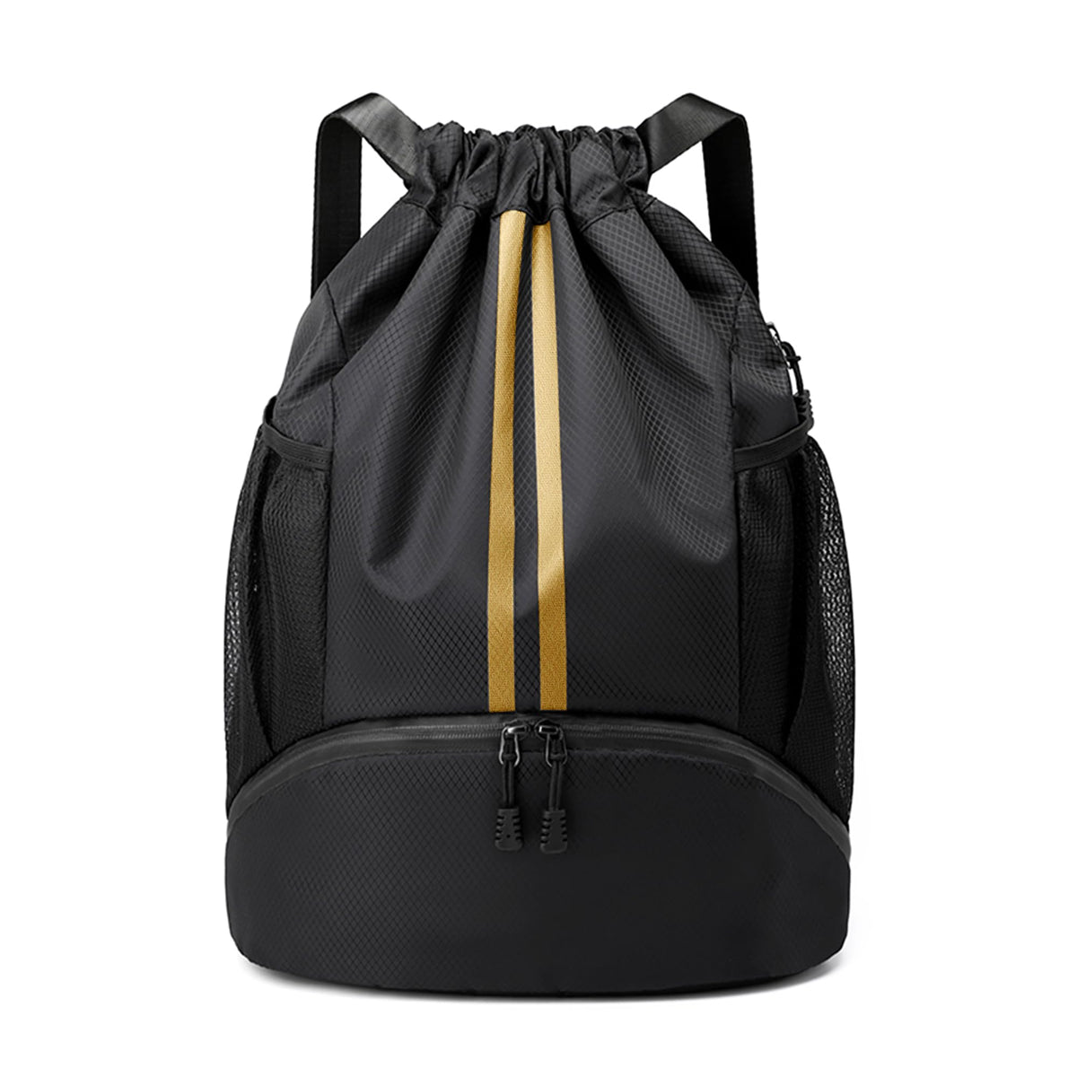 JELUTAR Drawstring Backpack Gym Bag with Shoes Compartment, Black