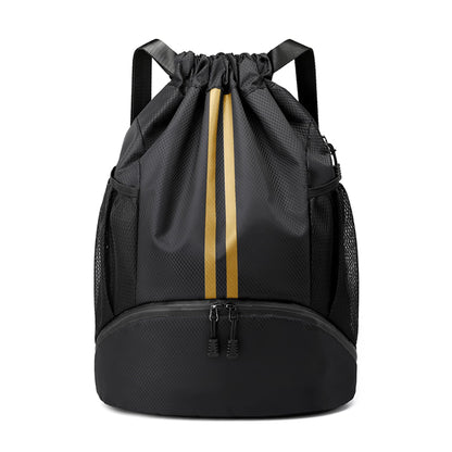 JELUTAR Drawstring Backpack Gym Bag with Shoes Compartment, Black