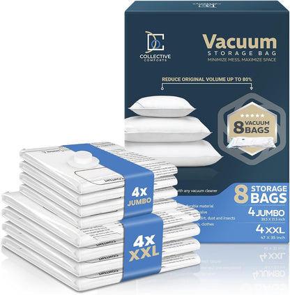 8 Pack XXL & Jumbo Space Saver Vacuum Storage Bags