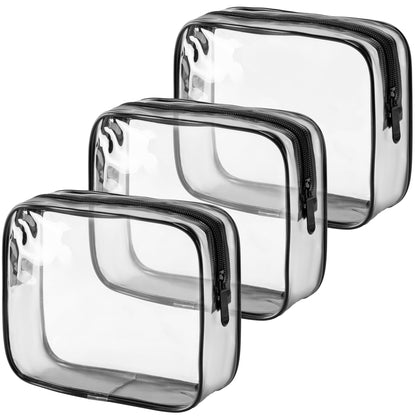 TSA Approved Toiletry Bag, 3 Pcs Clear Toiletries Bags Quart Size, Black