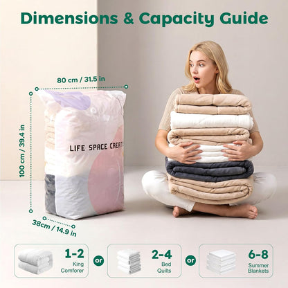 2Pcs No Pump Vacuum Storage Bags for Home Organization, 31" x 39"
