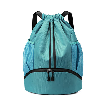 JELUTAR Drawstring Backpack Gym Bag with Shoes Compartment, Black