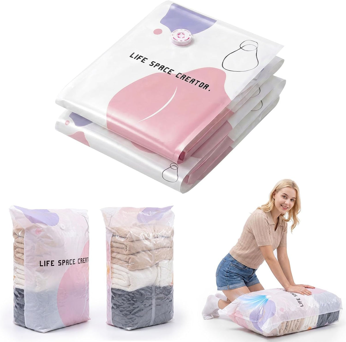 2Pcs No Pump Vacuum Storage Bags for Home Organization, 31" x 39"
