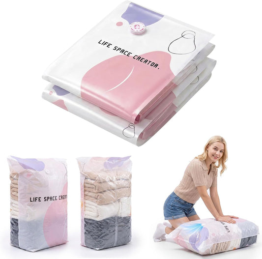 2Pcs No Pump Vacuum Storage Bags for Home Organization, 31" x 39"