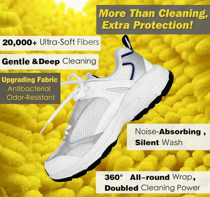 Shoe Washing Machine Bag,Laundry Shoe Bag for Washer and Dryer,Reusable Shoe Cleaning Bag for Sneakers,Tennis Shoes,With Self-locking Zipper, Microfiber Inside (1, Yellow)