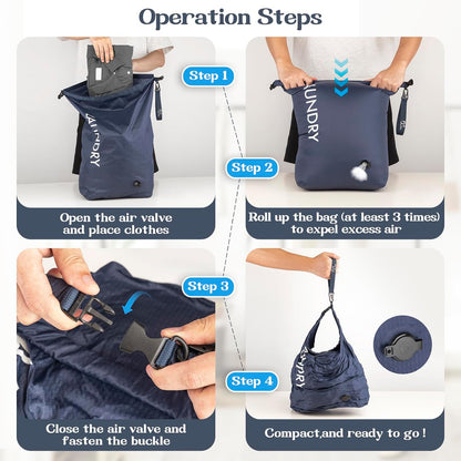 Travel Laundry Bag, Waterproof Compression Storage for Dirty Clothes