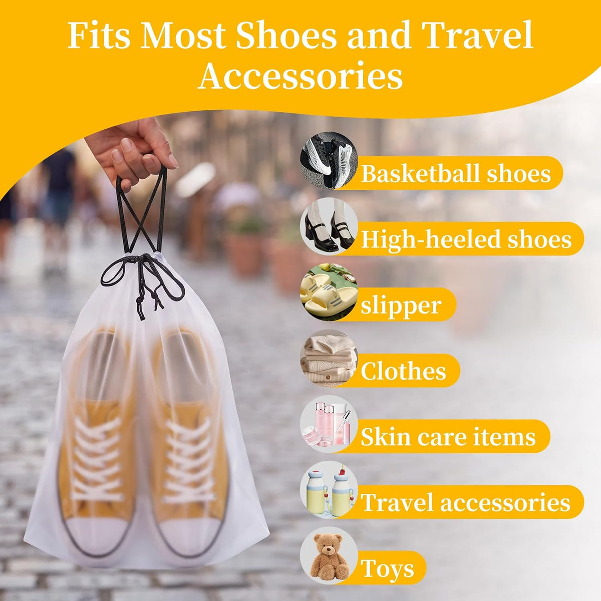 Shoe Bags for Travel, 15 Pack Clear Drawstring Bags for Packing