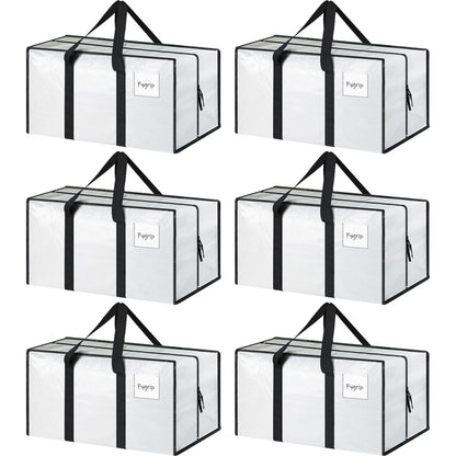 6 Pack Extra Heavy Duty Large Moving Bags with Strong Zipper, Dark Blue