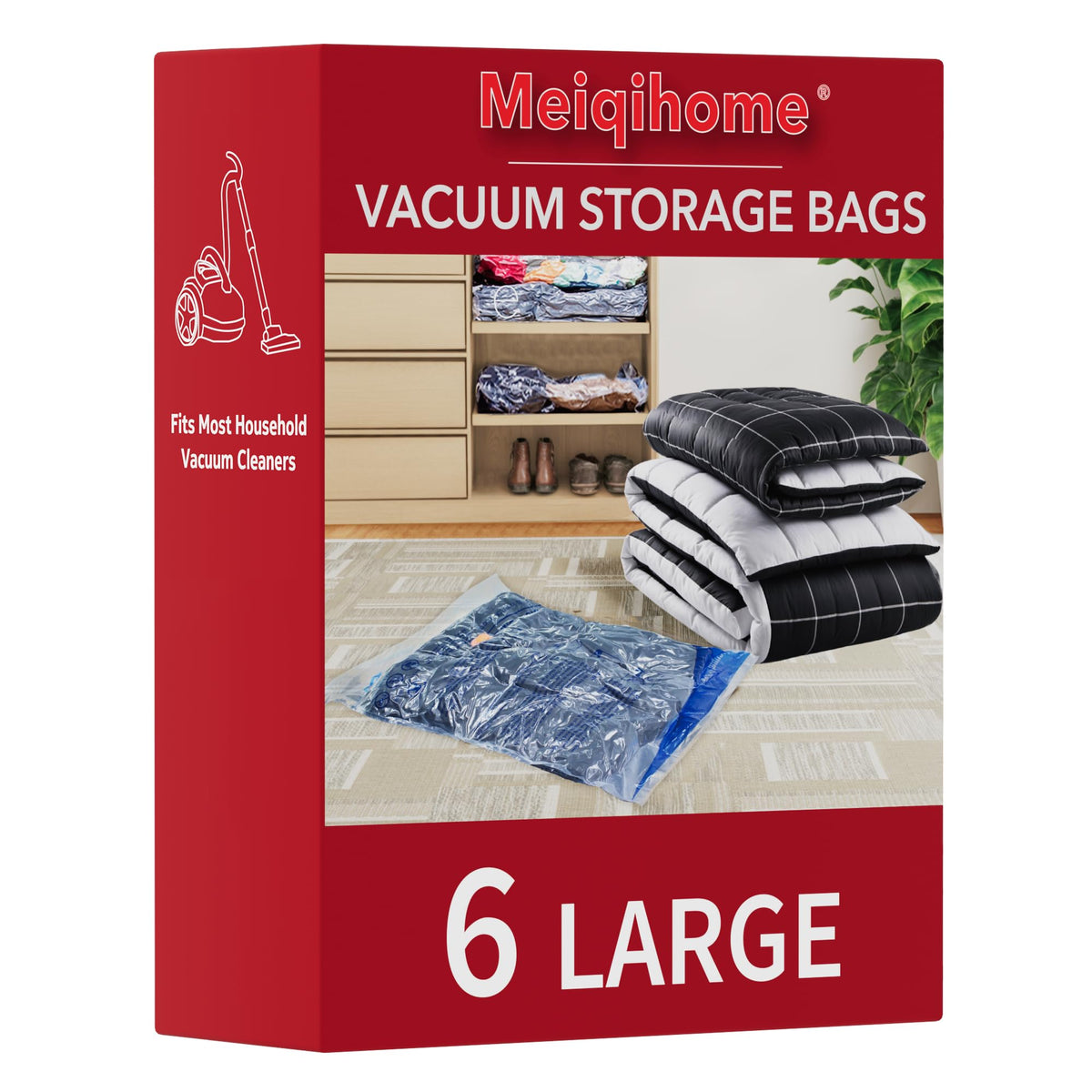 MEIQIHOME Vacuum Storage Bags, Space Saver Sealer Bags,Vacuum seal bags for clothing, Pillows, Comforters, Blankets, Bedding,Travel,7 Jumbo