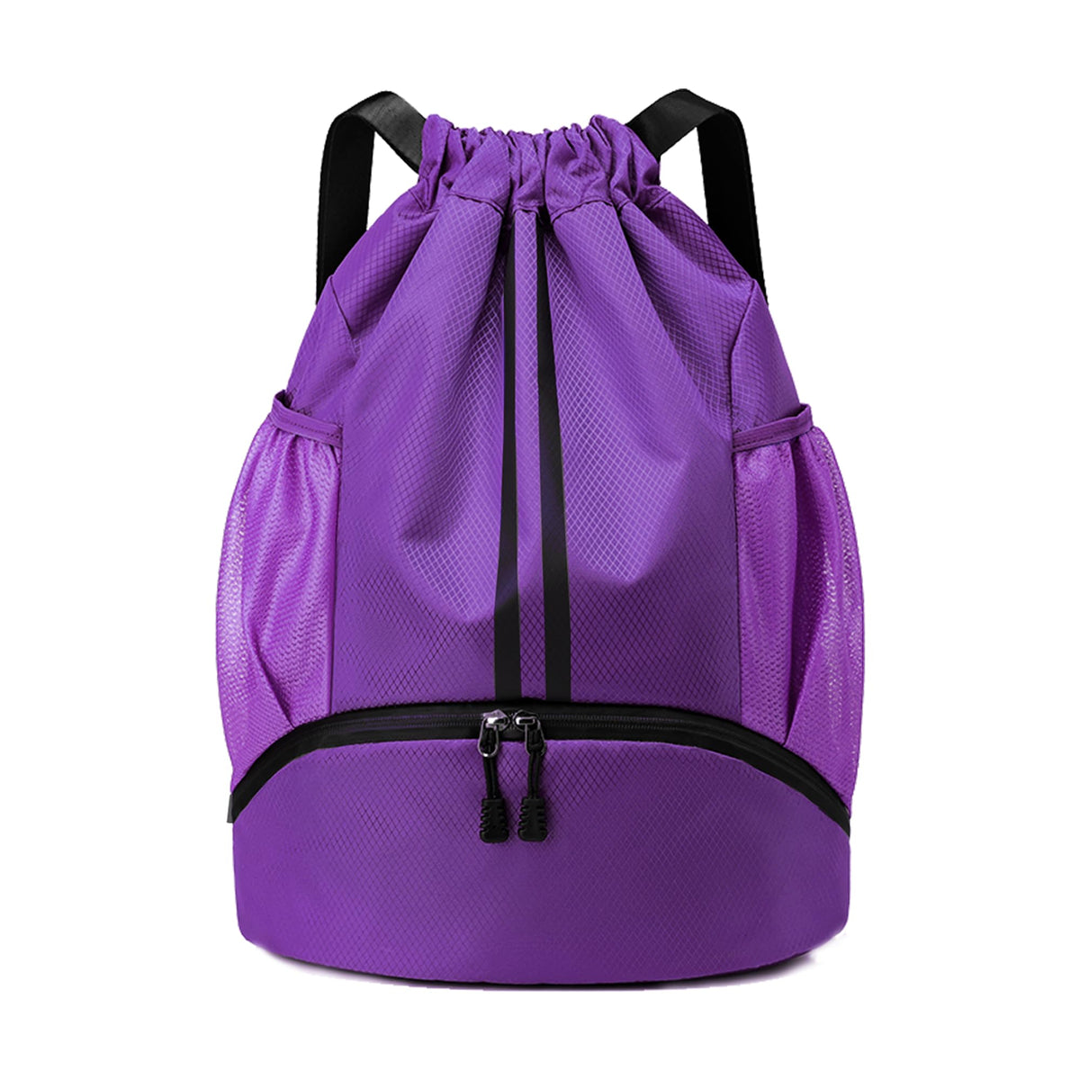 JELUTAR Drawstring Backpack Gym Bag with Shoes Compartment, Black