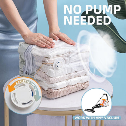 6 Pack Cube Vacuum Storage Bags, 2 Size Combo (3 Jumbo+3 Medium)