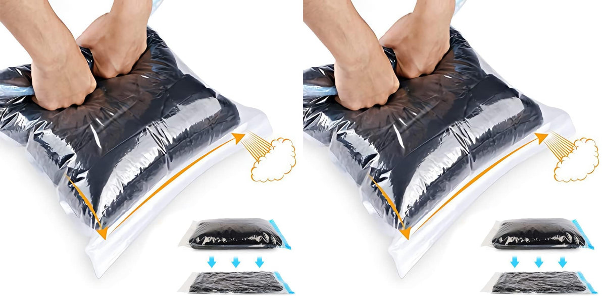 ALMING Compression Bags - Travel Essentials - 12 Pack Space Saver Bags - No Vacuum Pump Or Air Extractor is Needed - Storage Accessorie and Home Packing Organizers (transparent)