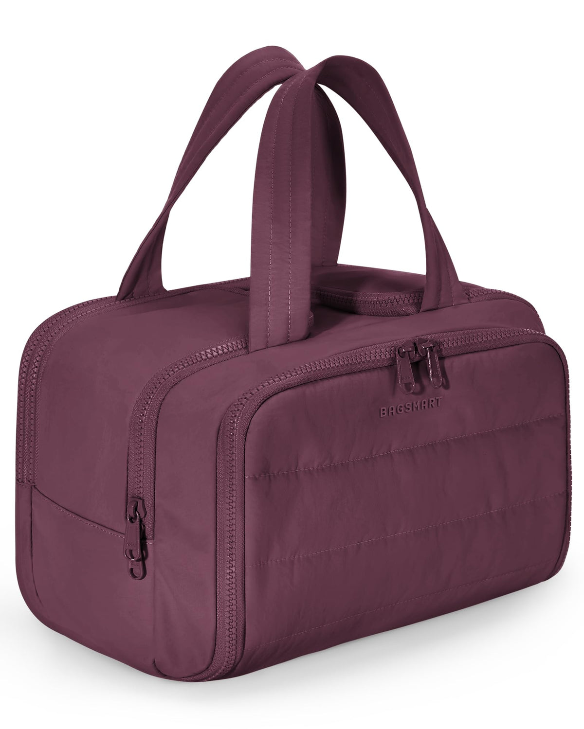 BAGSMART Travel Toiletry Bag, Lightweight Large Wide-open Travel Bag for Women, Puffy Cosmetic Makeup Bag Organizer with Handle for Accessories,Essentials, Toiletries, Black