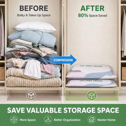 No-Pump Vacuum Storage Bags 3D Cube Space Saver Bags (5PCS, M)