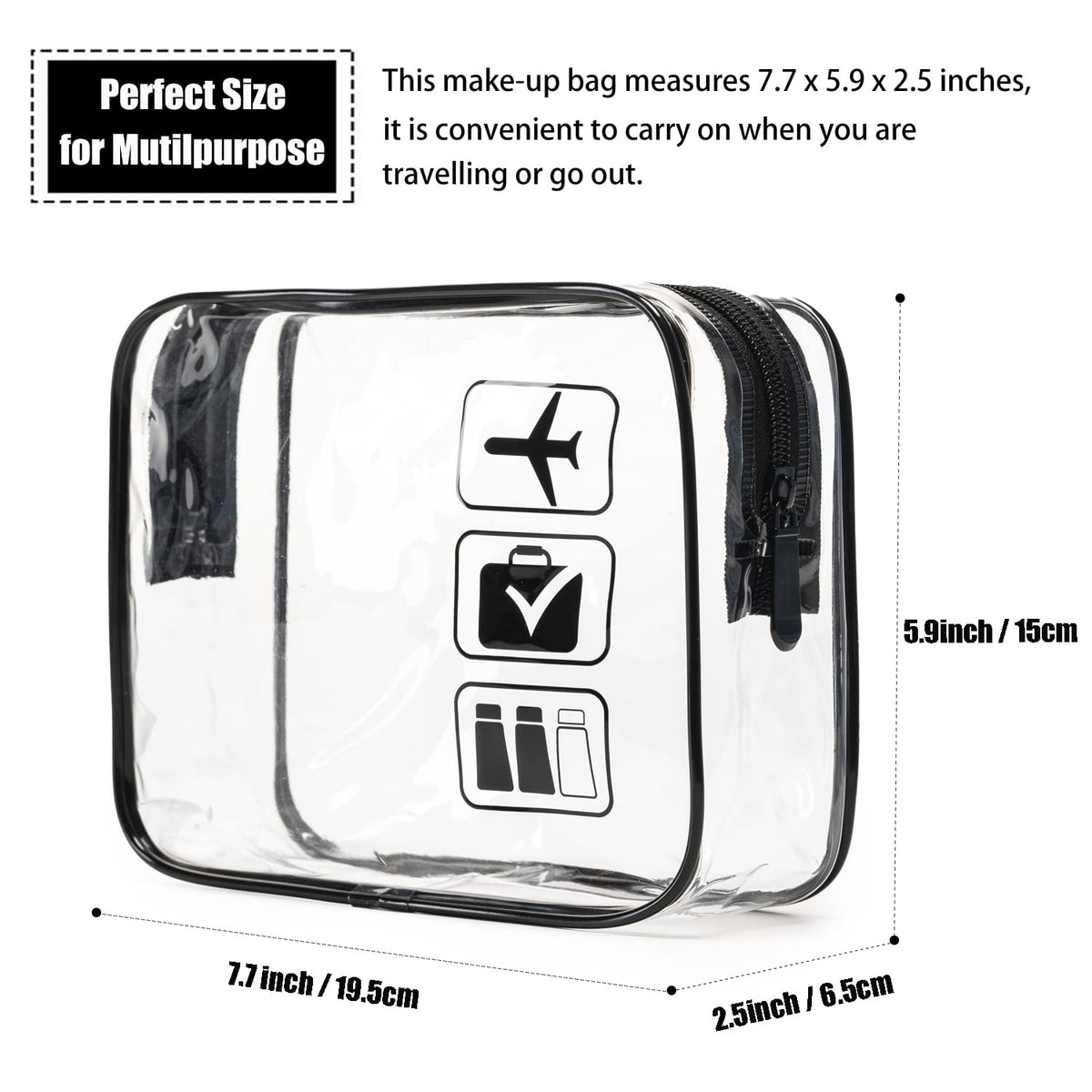 TSA Approved Toiletry Bag, 3 Pcs Clear Toiletries Bags Quart Size, Black