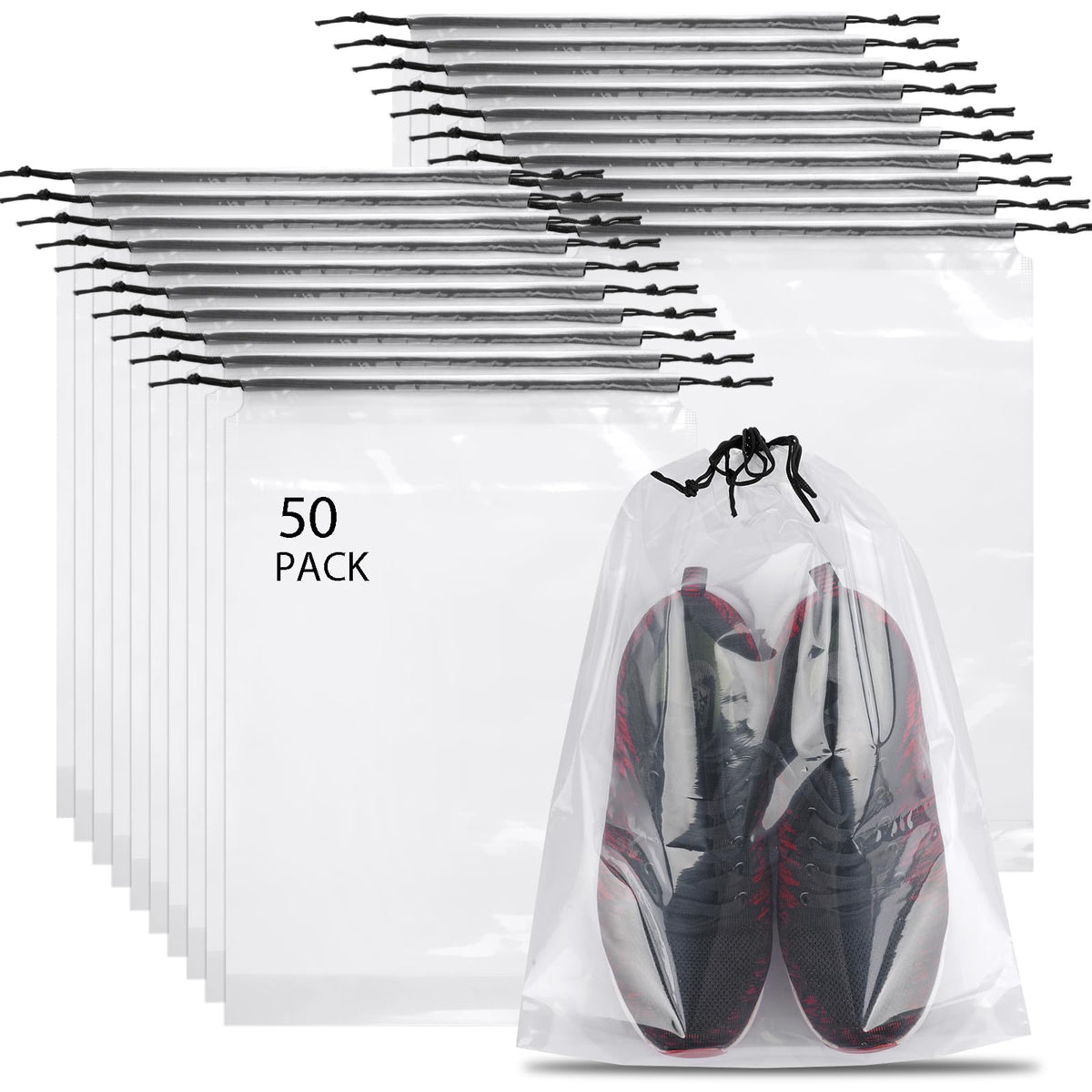 20 Pack Shoe Bags for Travel, Clear Travel Shoe Bags for Packing Waterproof