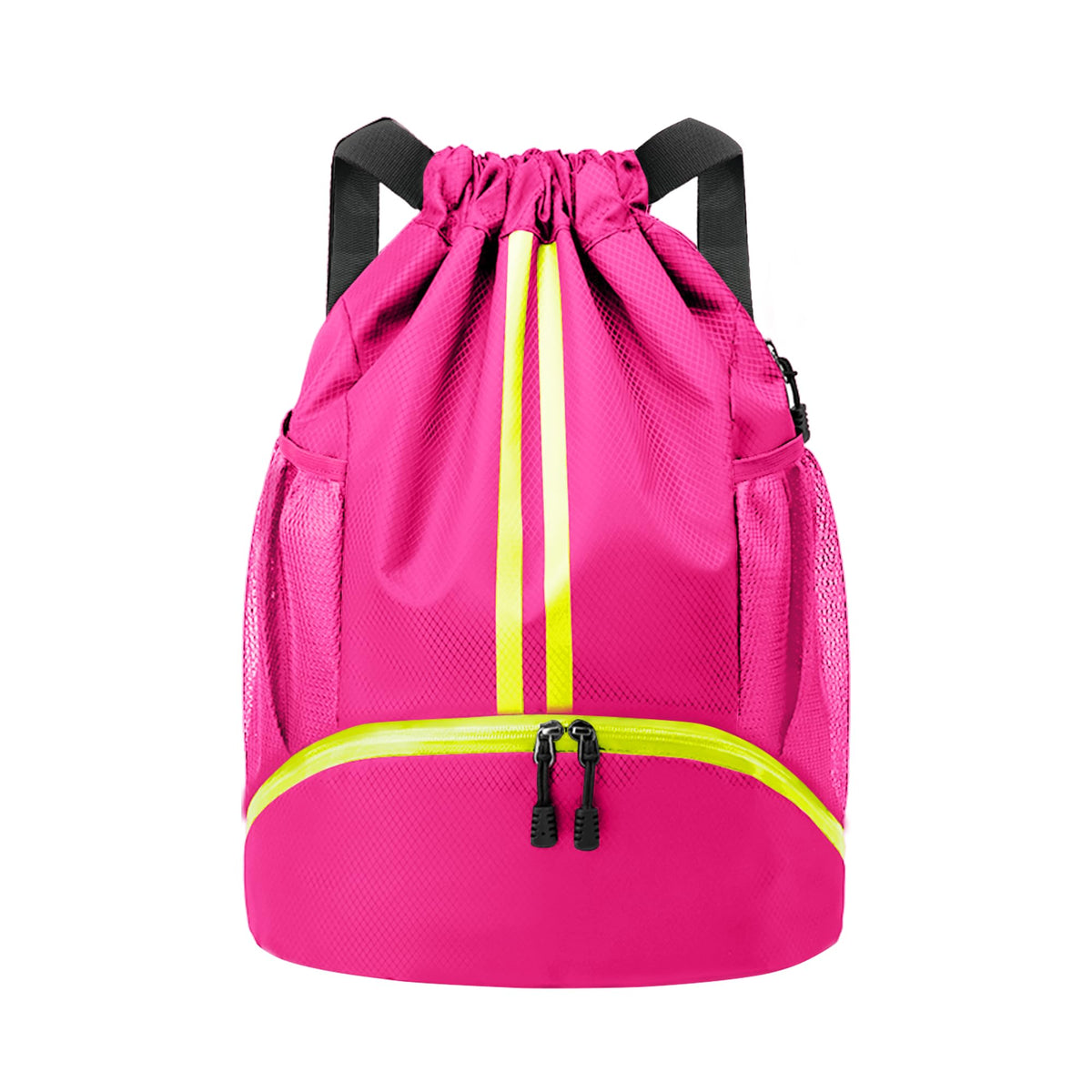 JELUTAR Drawstring Backpack Gym Bag with Shoes Compartment, Black