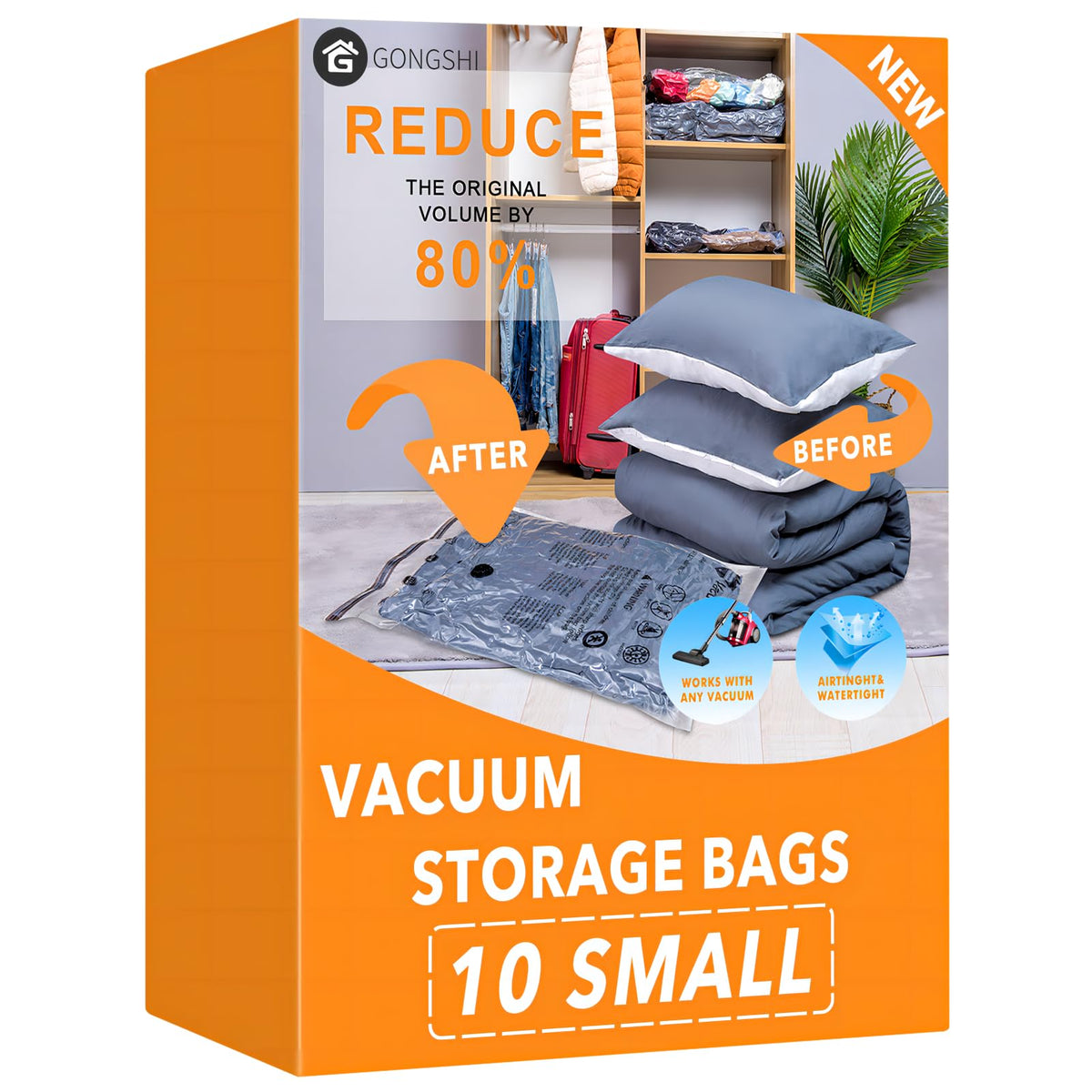 GONGSHI Vacuum Storage Bags for Clothing, 12-Pack, Jumbo