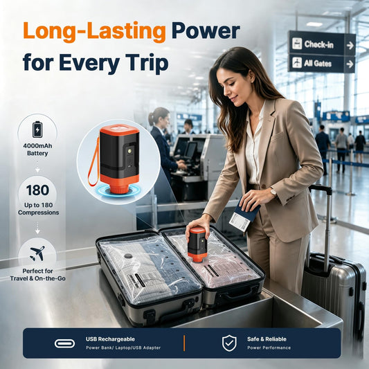 Travel Vacuum Bags with Rechargeable Pump: 4000mAh Portable Vacuum Sealer