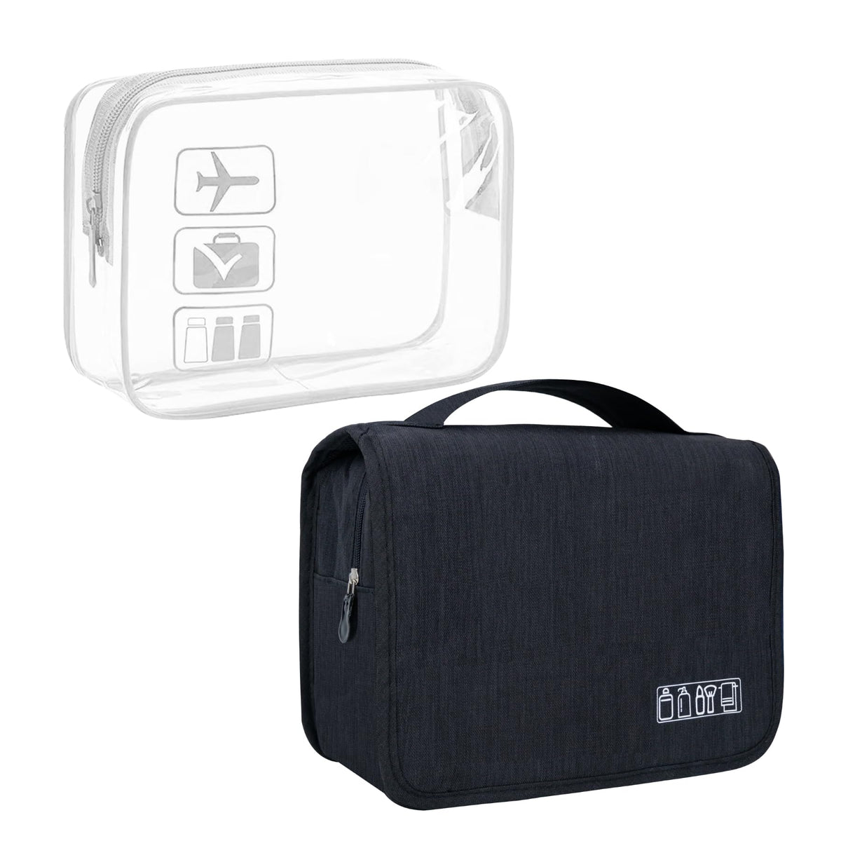 Lcsmaokin Large Capacity Toiletry Bag Travel Bag with Hanging Hook for Men and Women Waterproof Travel Cosmetic Bag Bathroom Storage Bag for Brushes Set,Full-Sized Shampoo,Toiletries,Accessories-Black