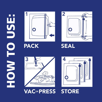 Hefty Shrink-Pak Vacuum Storage Bags – For Clothes, Pillows, Towels, Blankets & More – Space Saver Vacuum Suction Sealer Bags for Home or Travel – 4 Jumbo Cubes, 43.5 x 34 x 18 Inches