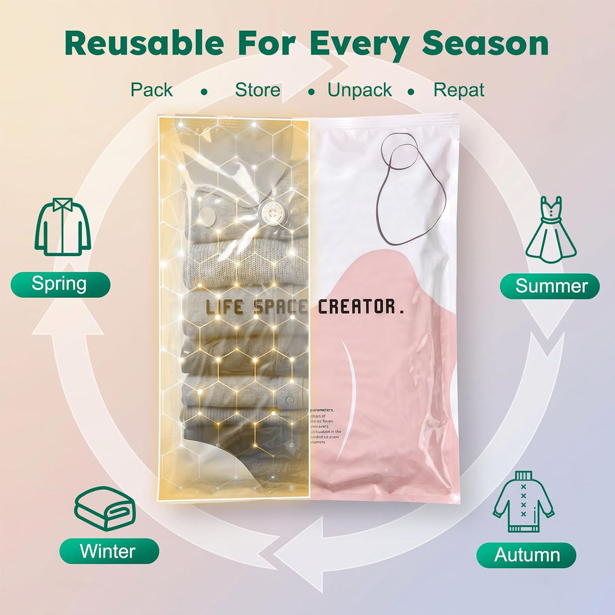 2Pcs No Pump Vacuum Storage Bags for Home Organization, 31" x 39"