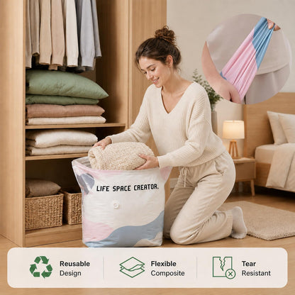No-Pump Vacuum Storage Bags 3D Cube Space Saver Bags (5PCS, M)