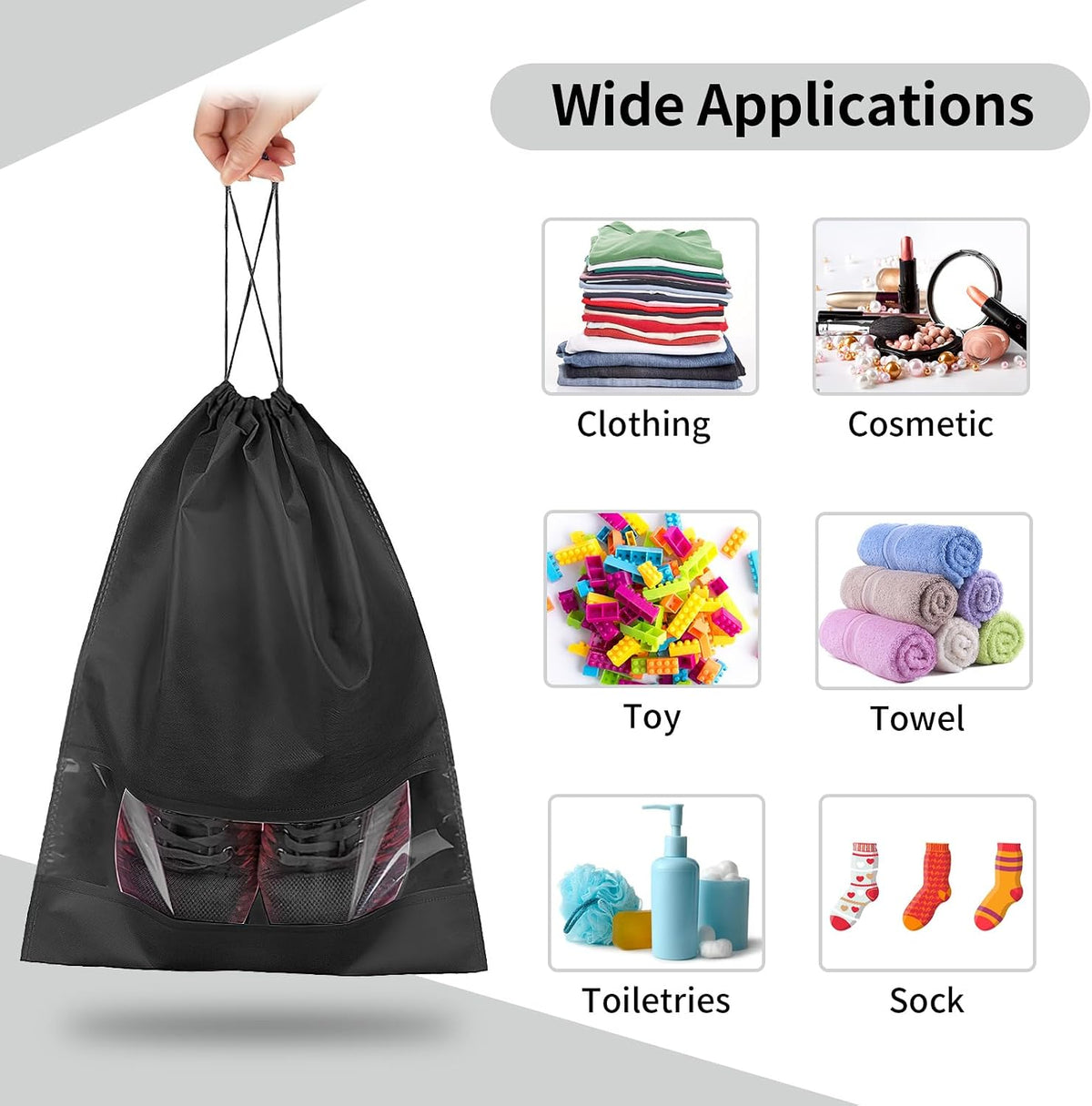 12 Pack Shoe Bags for Travel, Large Travel Shoe Bag for Packing with Window