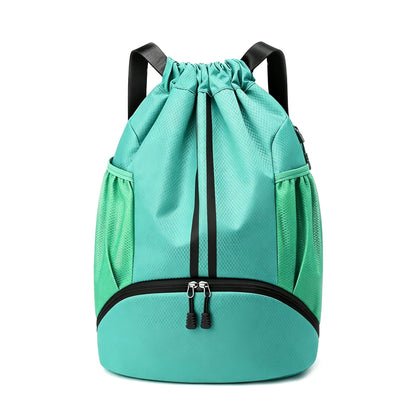 JELUTAR Drawstring Backpack Gym Bag with Shoes Compartment, Black